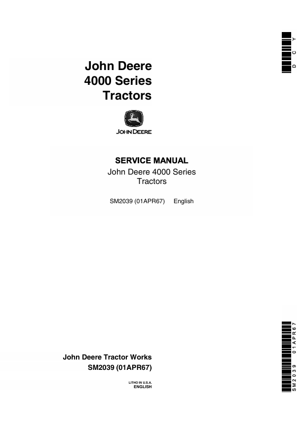 John Deere 4000 Series Tractor Service Manual SM2039