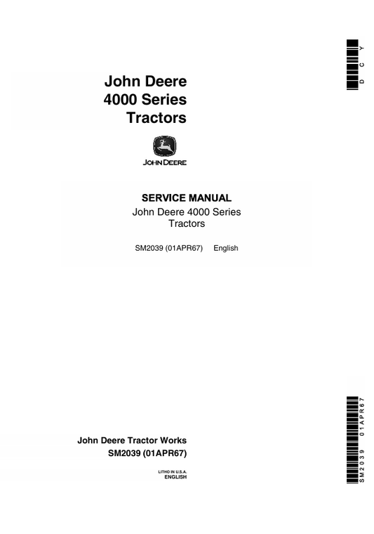 John Deere 4000 Series Tractor Service Manual SM2039