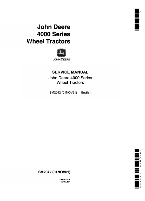 John Deere 4000 Series Wheel Tractor Service Manual SM2042 PDF Download