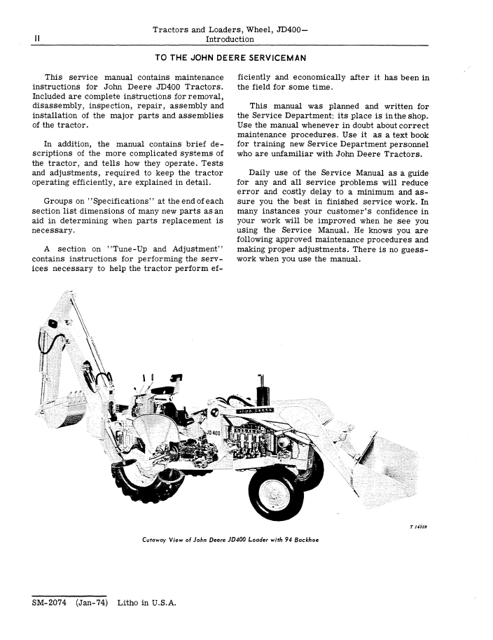 John Deere 400 Wheel Tractor Loader Complete Service Guide
