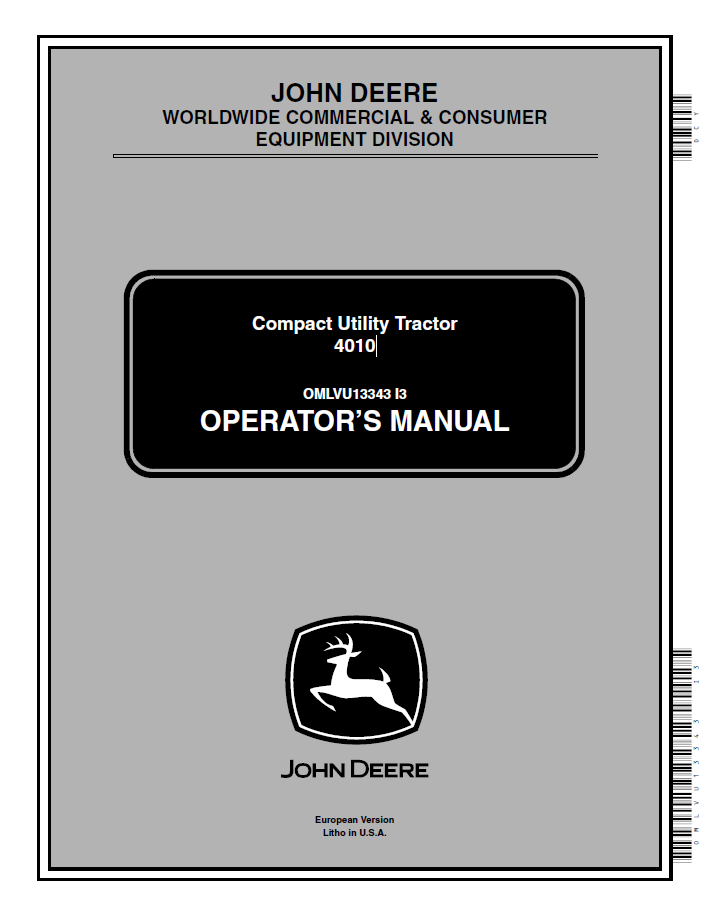John Deere 4010 Compact Utility Tractor Operator Manual PDF OMLVU13343