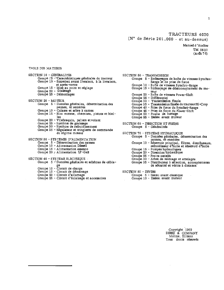 John Deere 4020 Tractor TM2510 Workshop Technical Manual Download