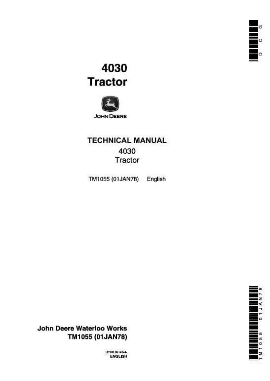 John Deere 4030 Tractor Technical Manual TM1055 – Complete Service Guide