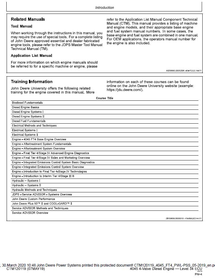 John Deere 4045 4-Valve Engine CTM120119 Electronic Control Manual