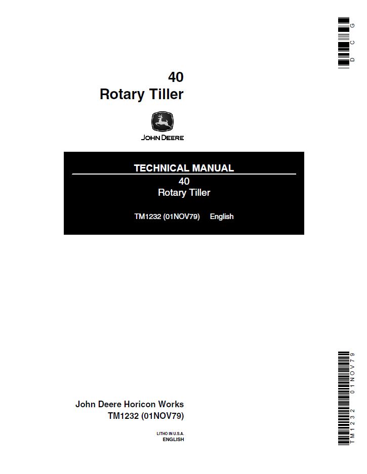 John Deere 40 Rotary Tiller Technical Manual TM1232 PDF