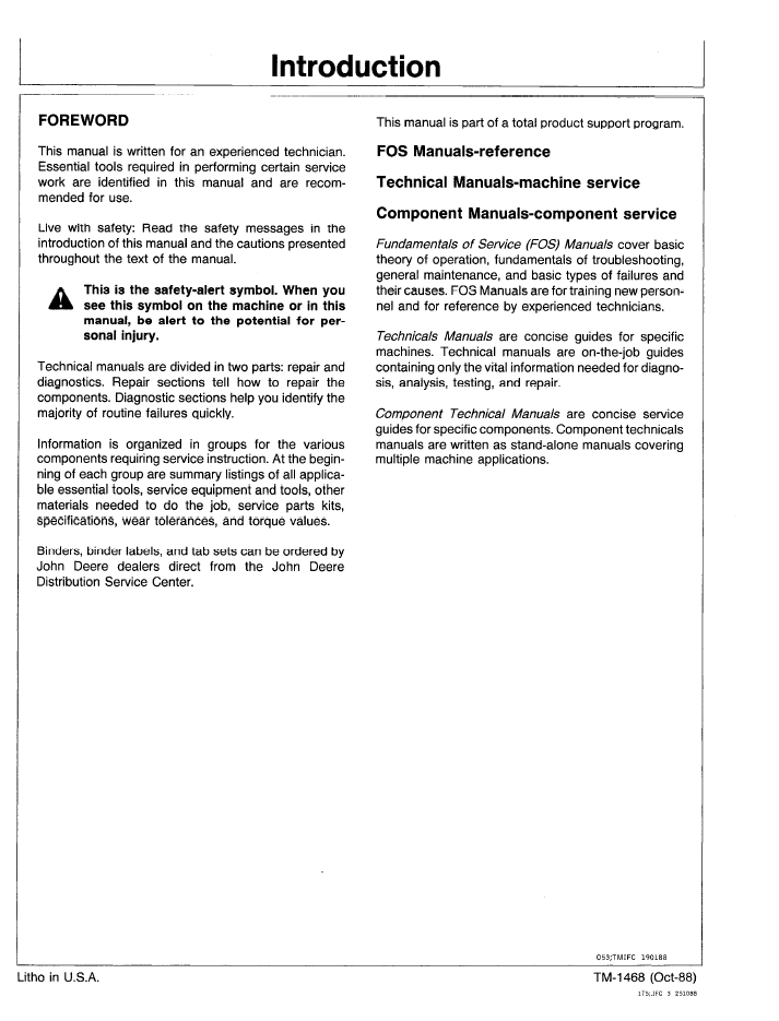 John Deere 410B 410C 510B 510C Operation & Test Technical Manual TM1468