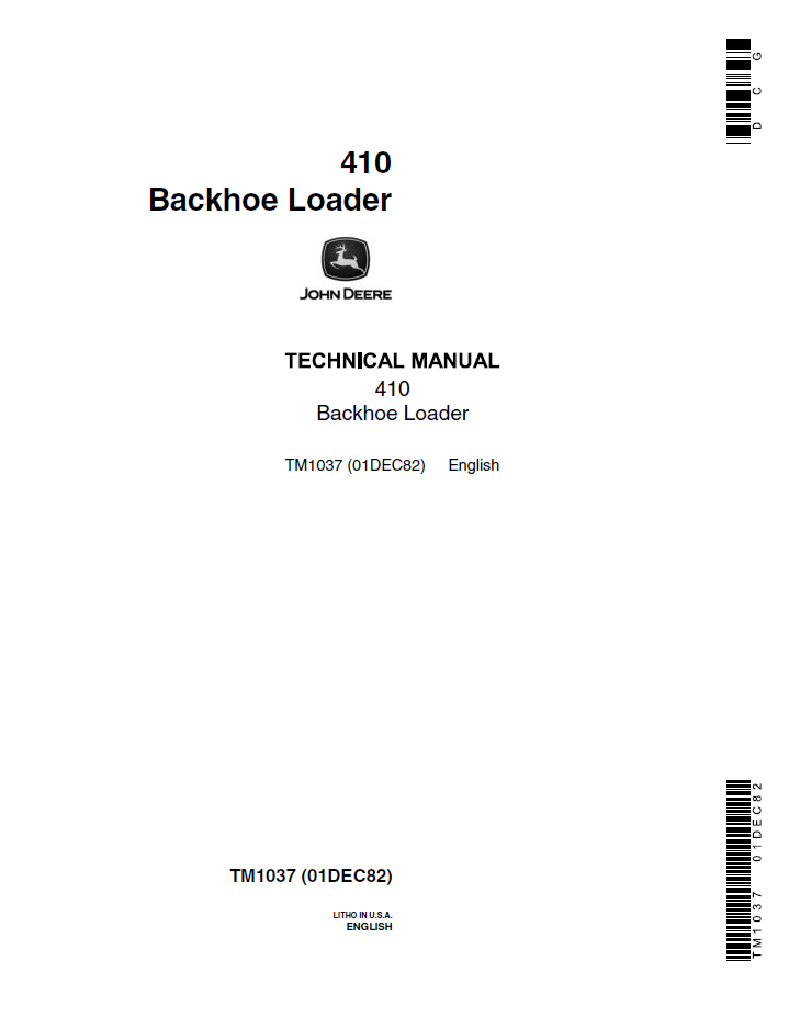 John Deere 410 Backhoe Loader Technical Service Manual TM1037