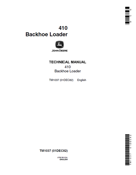 John Deere 410 Backhoe Loader Technical Service Manual TM1037