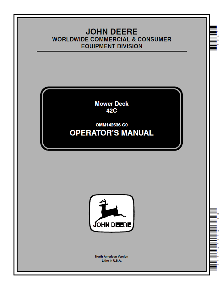 John Deere 42C Mower Deck Operator Manual OMM142636 PDF Download