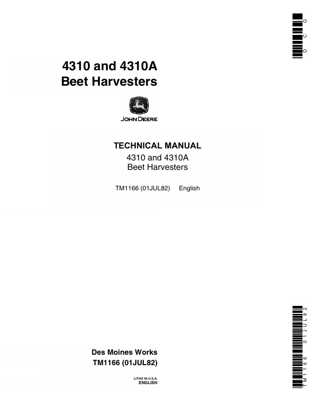 John Deere 4310 & 4310A Beet Harvester Technical Manual TM1166