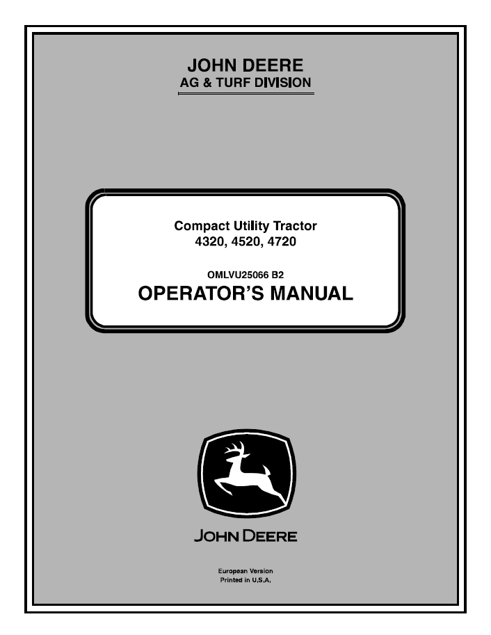 John Deere 4320 4520 4720 Compact Utility Tractor Manual PDF OMLVU25066