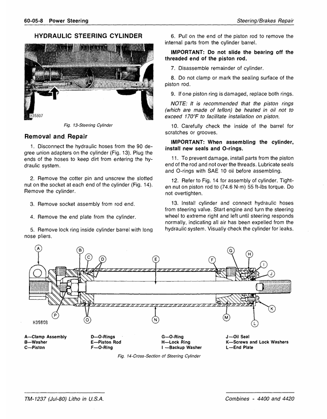 John Deere 4400 & 4420 Harvester Technical Service Manual