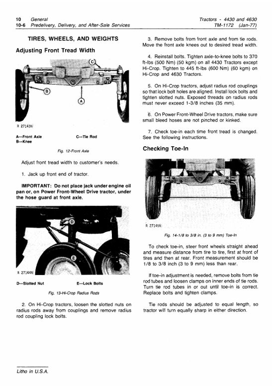 John Deere 4430/4630 Tractor Technical Repair Manual TM1172 PDF Guide