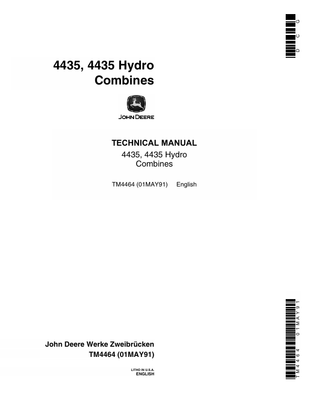 John Deere 4435 & 4435 Hydro Combine Technical Manual TM4464
