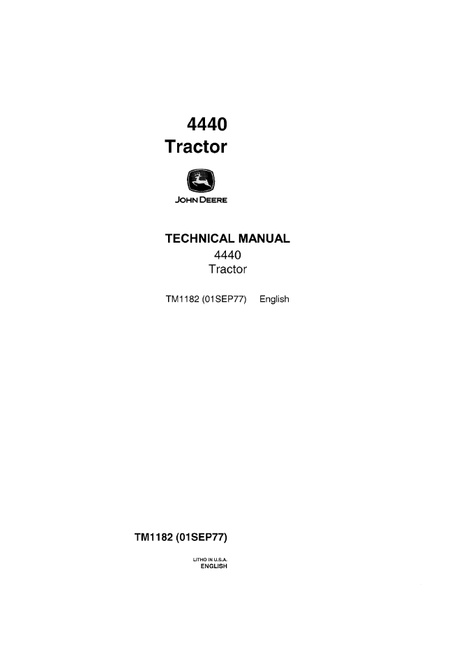 John Deere 4440 Tractor TM1182 Technical Manual PDF Download