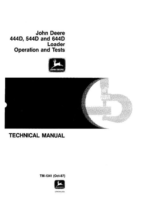 John Deere 444D 544D 644D Wheel Loader Operation & Test Manual