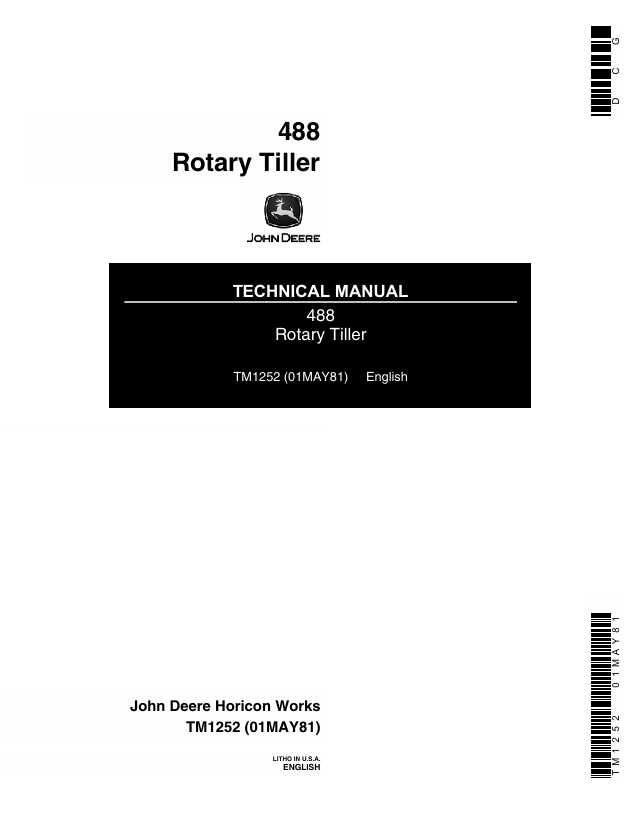 John Deere 448 Rotary Tiller Technical Manual TM1252 PDF