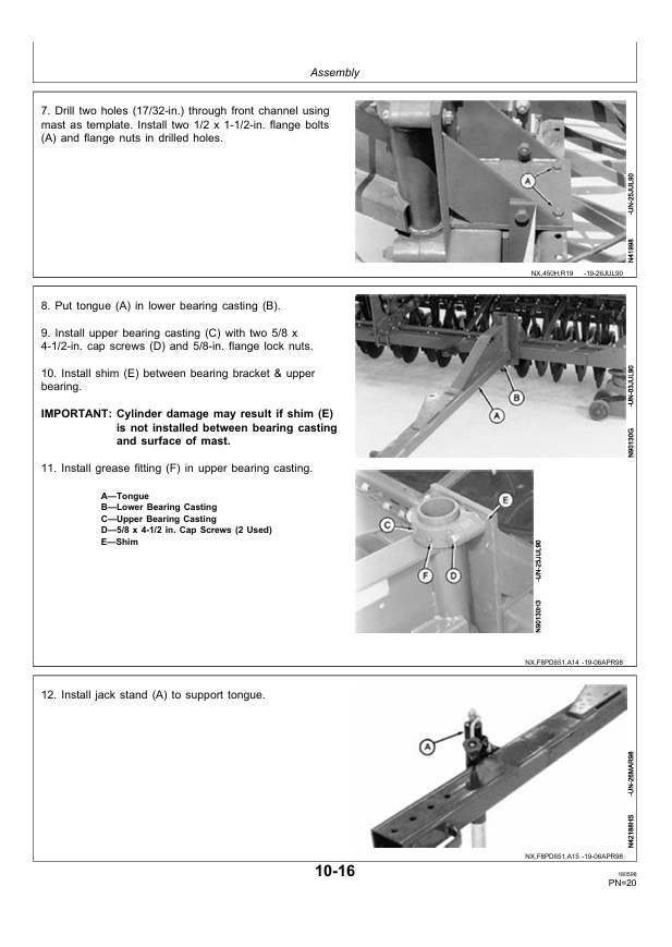 John Deere 450 Series Grain Drill Hydraulic Folding Hitch Inspection & Assembly Instructions PDIN200651