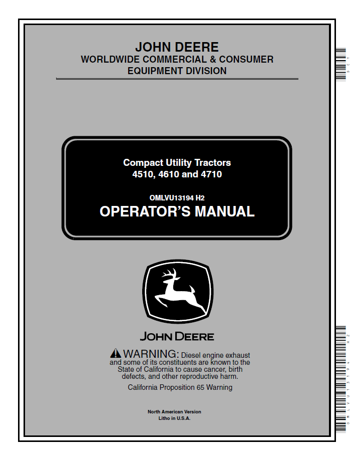 John Deere 4510 4610 4710 Compact Utility Tractor Operator Manual PDF