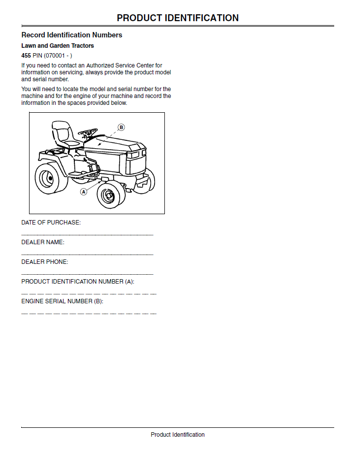 John Deere 455 Lawn Tractor Owner & Operator Guide Manual Download