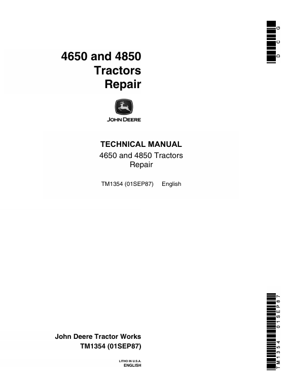 John Deere 4650 & 4850 Tractor Technical Manual TM1354