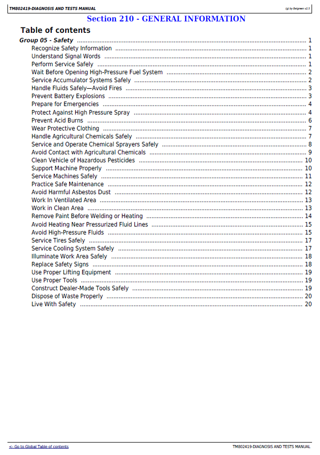 John Deere 4730 Self-Propelled Sprayer Diagnosis and Test Manual (TM802419) PDF