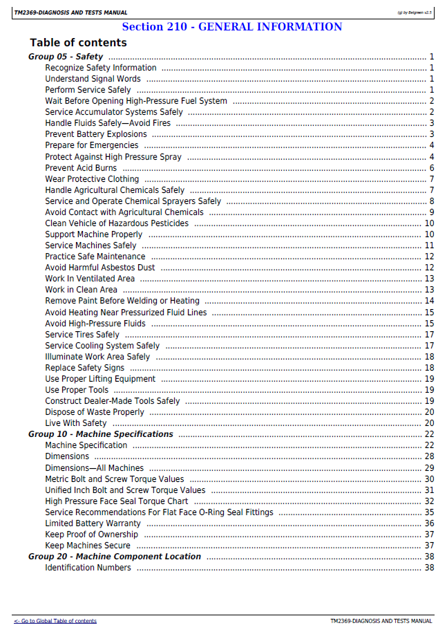 John Deere 4730 and 4830 Self-Propelled Sprayer Diagnosis and Test Manual (TM2369) PDF