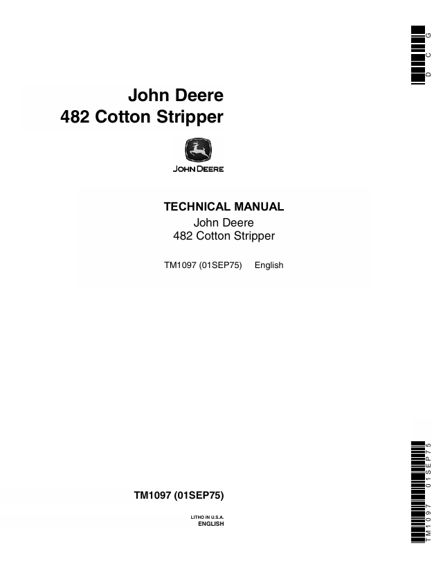 John Deere 482 Cotton Stripper Technical Manual TM1097 PDF