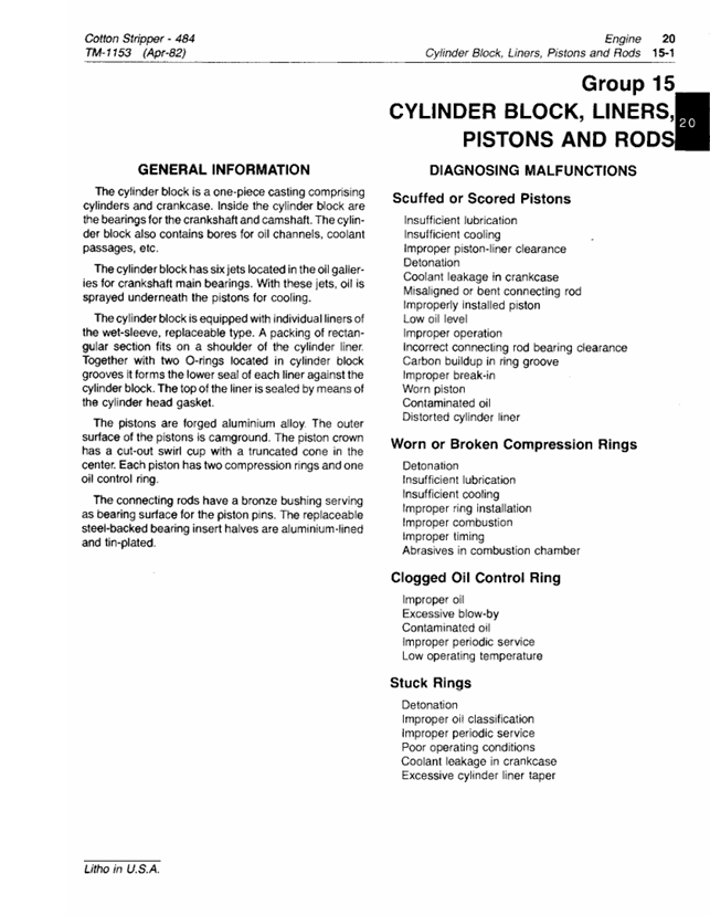 John Deere 484 Cotton Stripper Service & Repair Manual TM1153