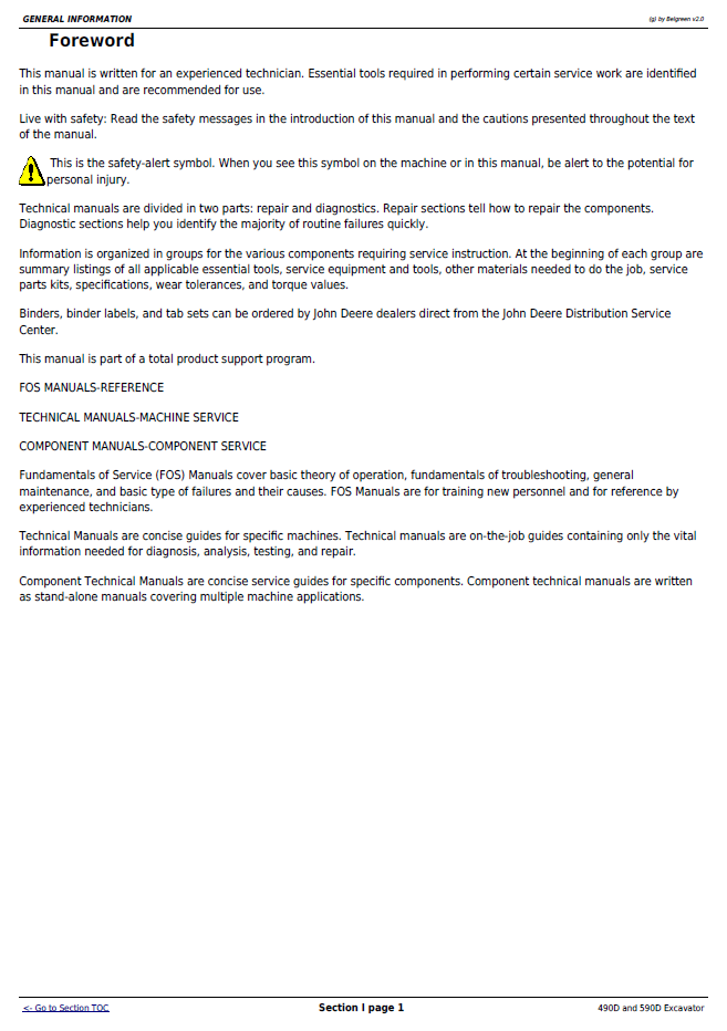 John Deere 490D 590D Excavator Complete Repair & Maintenance Guide