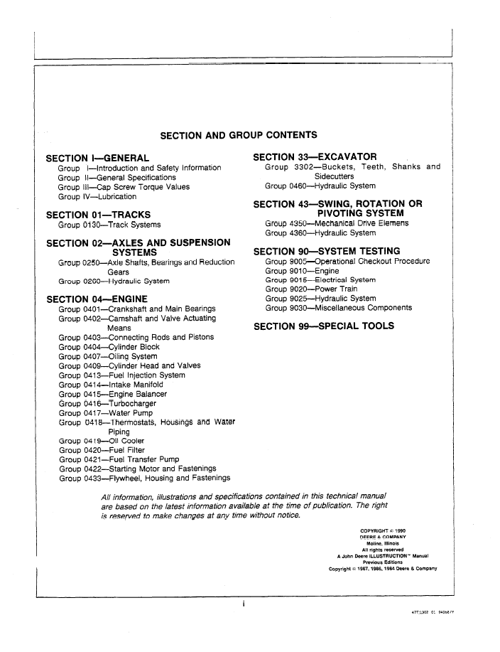 John Deere 490 Excavator Diagnostic, Operation & Repair Manual
