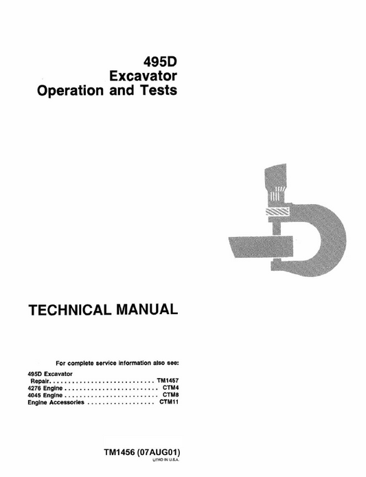 John Deere 495D Excavator TM1456 Operation and Test Manual