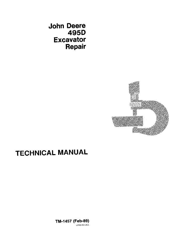 John Deere 495D Excavator TM1457 Repair Service Manual