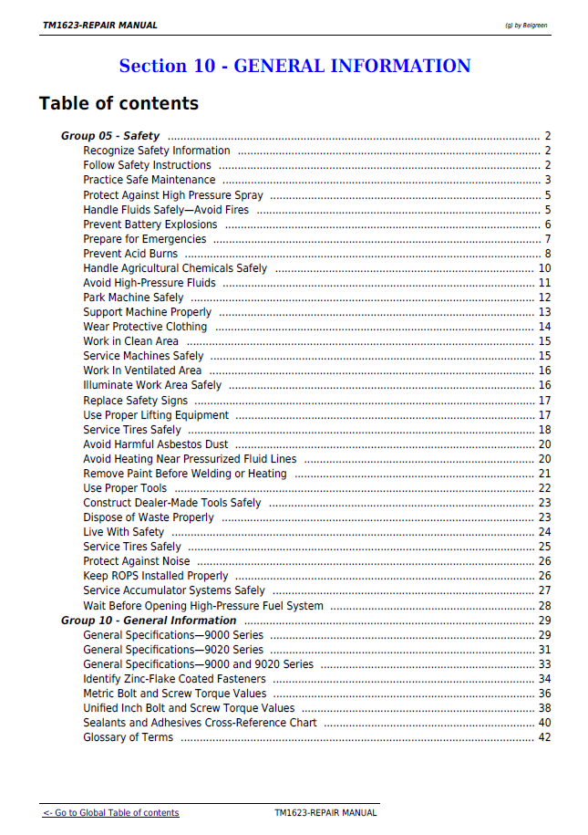 John Deere 4WD Articulated Tractor Repair Guide TM1623 PDF