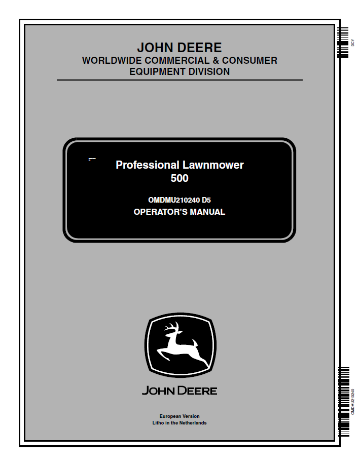 John Deere 500 Professional Lawnmower Operator Manual OMDMU210240 PDF