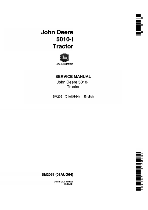 John Deere 5010-I Tractor Service Manual SM2051