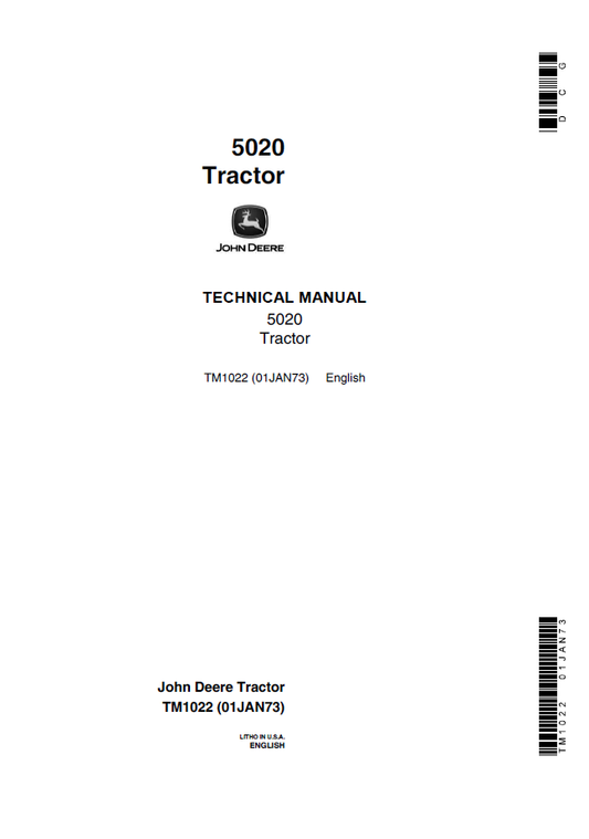 John Deere 5020 Row-Crop Tractor Service & Repair Manual PDF