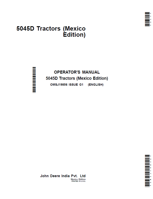 John Deere 5045D Tractor Operator's Manual - OMSJ19856