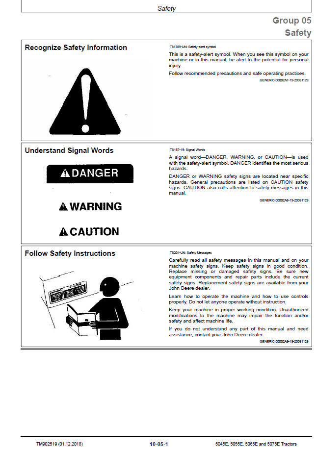 John Deere 5045E 5055E 5065E 5075E FT4 Tractor Repair Technical Manual (TM902519) PDF