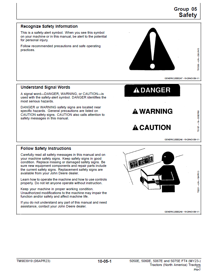 John Deere 5055E 5060E 5065E 5075E 5310 MY23- Tractor Repair Technical Manual (TM901919) PDF