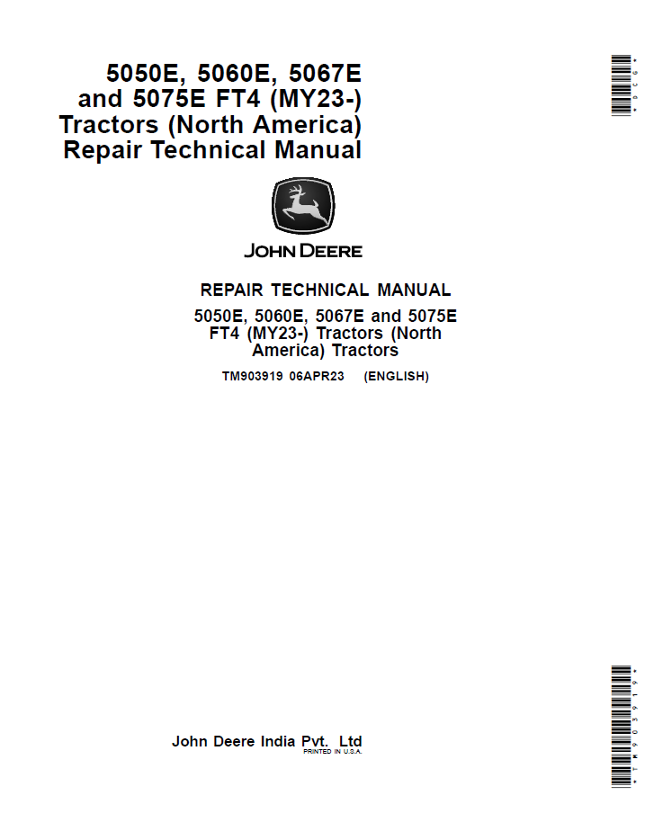 John Deere 5055E, 5060E, 5065E, 5075E and 5310 (MY23-) Tractor Repair Technical Manual - TM901919