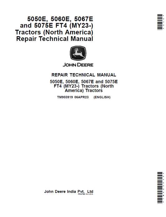John Deere 5055E, 5060E, 5065E, 5075E and 5310 (MY23-) Tractor Repair Technical Manual - TM901919