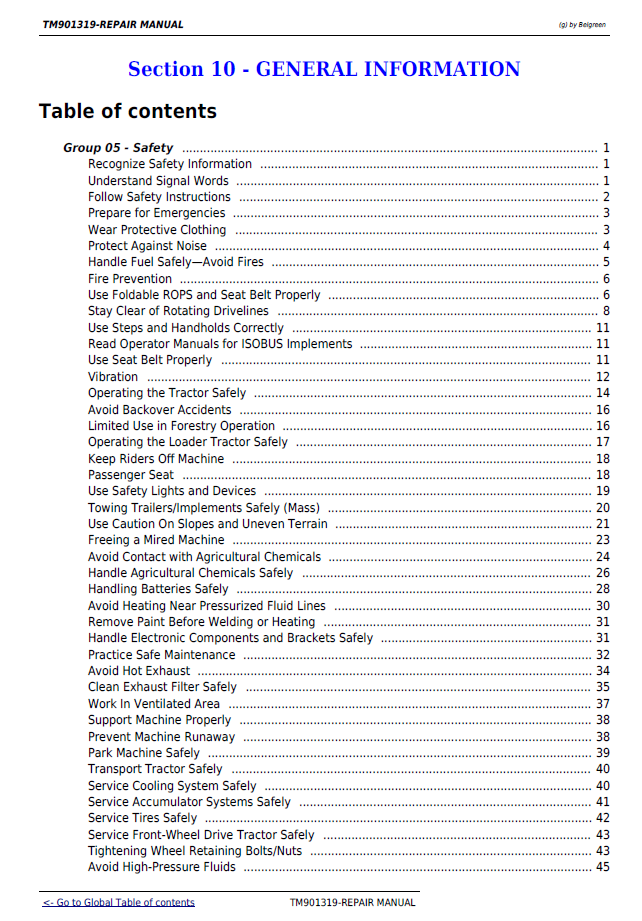John Deere 5055E 5065E 5075E Diagnostic & Repair Manual PDF TM901319
