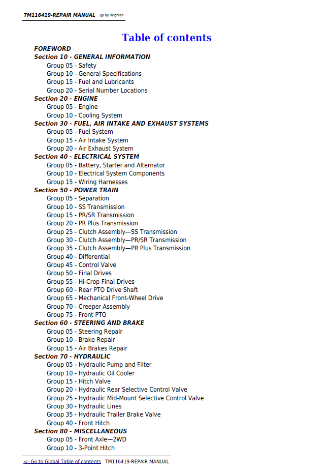 John Deere 5075M 5085M 5100M 5115M Technical Service Manual TM116419