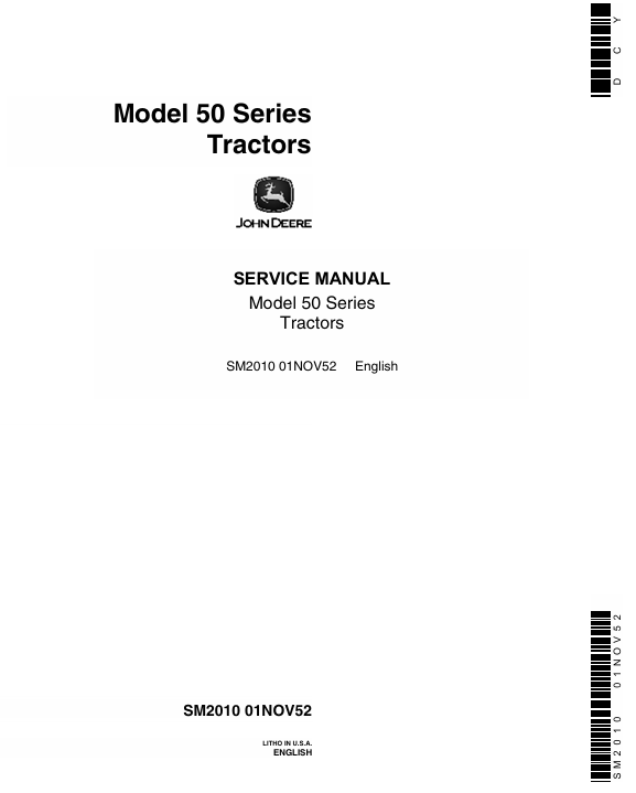John Deere 50 Series Tractor Service Manual SM2010 – Complete Repair Guide