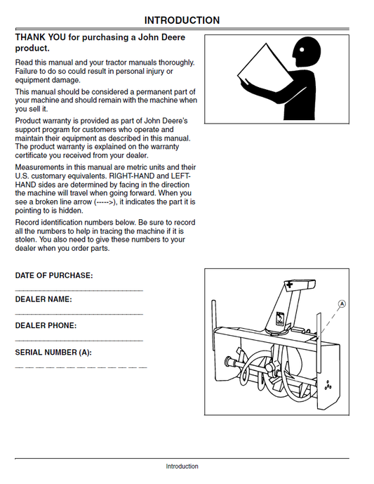 John Deere 59-Inch Snowblower Operator Guide for 4200-790 Tractors