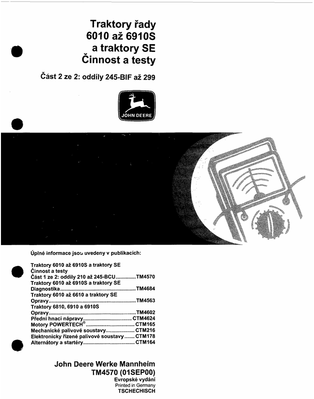John Deere 6010 TM & 6910S SE Working Control Technical Manual TM4570