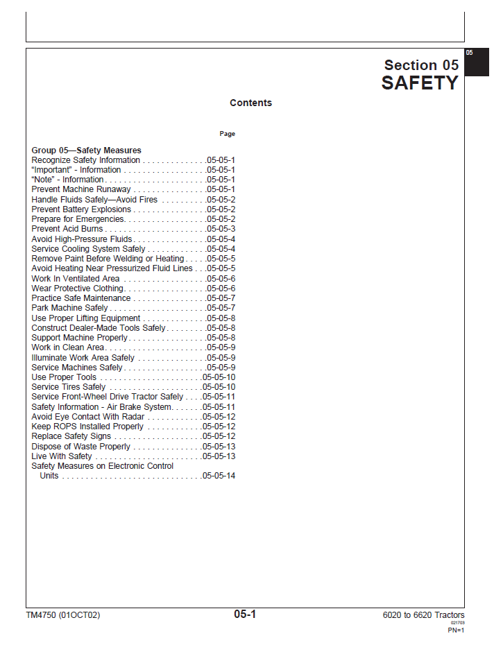 John Deere 6020 6120 6220 6320 6420 6620 SE Repair Manual TM4750