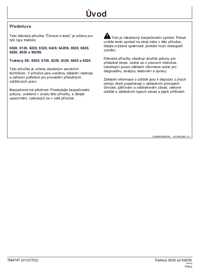 John Deere 6020 to 6920S SE Tractor Diagnostic Manual TM4747