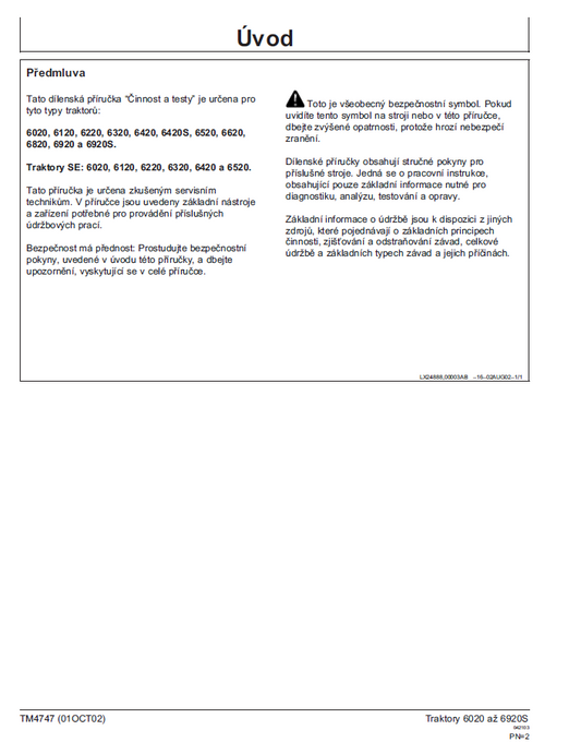 John Deere 6020 to 6920S SE Tractor Diagnostic Manual TM4747